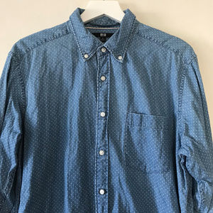 Uniqlo Pin Dot Denim Button Down Shirt